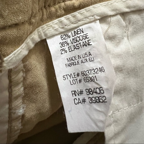 Theory Linen Blend Khaki Women’s Cropped Pants, Size 2 - Picture 3 of 8